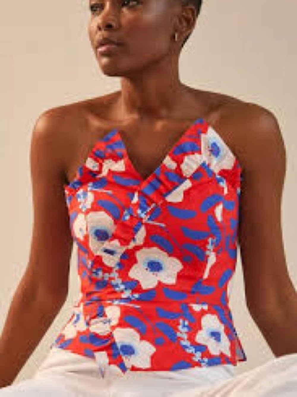 Anthropologie Hutch Strapless Ruffle Top, featuring a vibrant colors